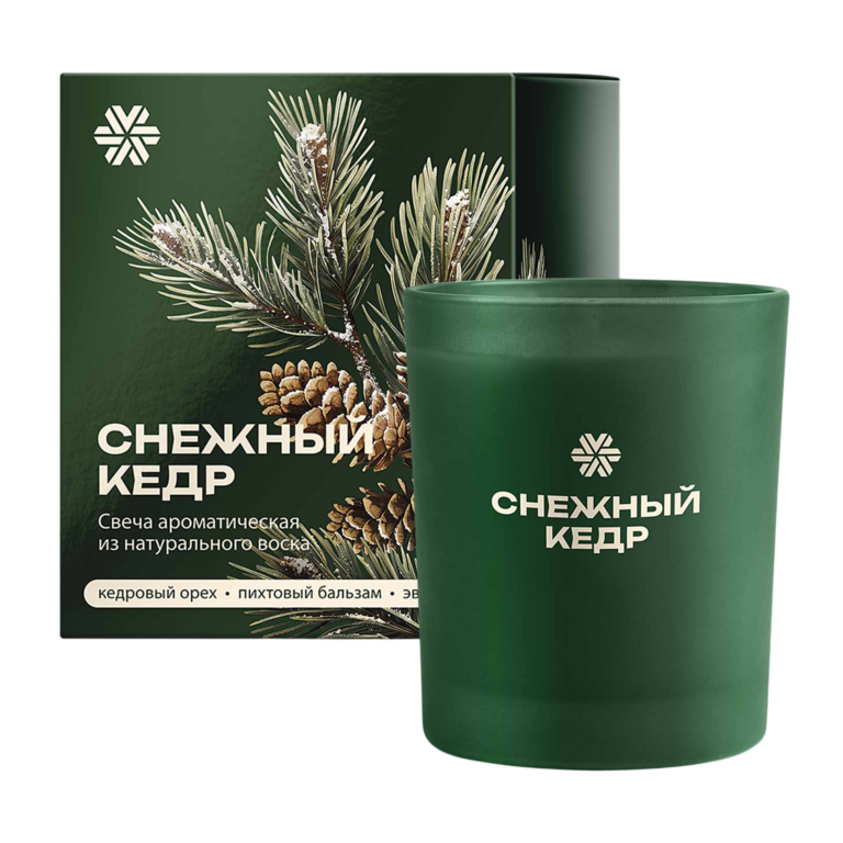 Снежный кедр, ароматическая свеча из натурального воска Снежный кедр, ароматическая свеча из натурального воска ❄ Siberian Wellness / Сибирское Здоровье